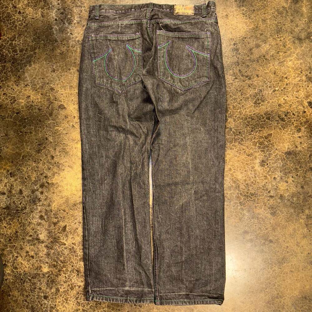 Red Diamond Men's Straight Leg Jeans 38x32 Black Contrast Stitch